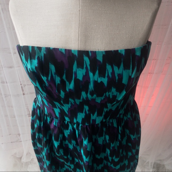 SHOSHANNA Strapless Green/Purple/Black Dress Women Size 10 - Picture 9 of 17